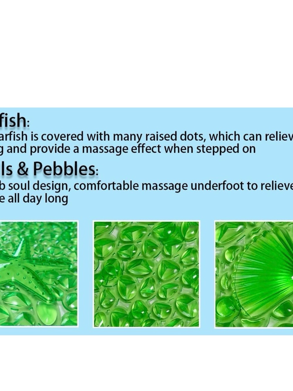 Green Textured Bath Mat with Seashell & Starfish Design NWT - Picture 4 of 5